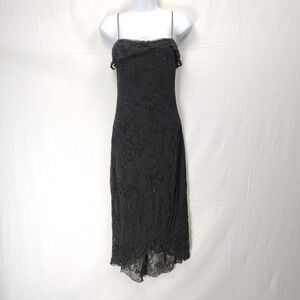 Vtg Y2K Byer Too Mesh Velvet Burnout Slip Dress S Asymmetric Whimsigith Coquette